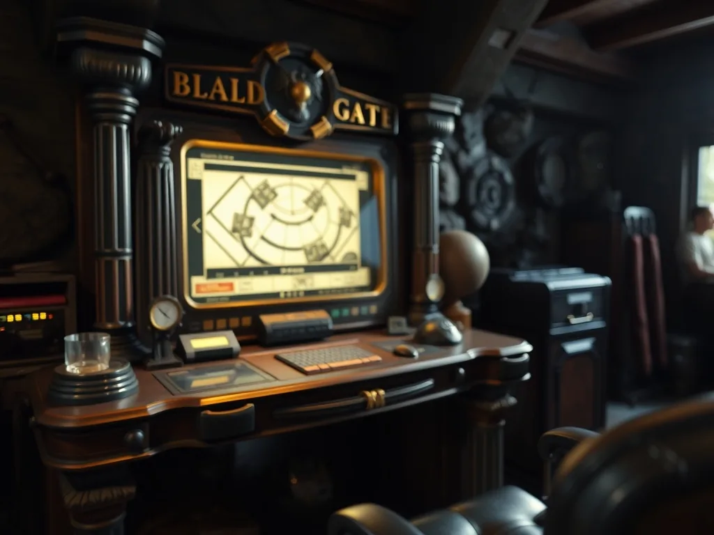 Écran de Baldur's Gate 3 sur une télévision avec une manette PS5 posée à côté, montrant l'interface console et des personnages en plein dialogue