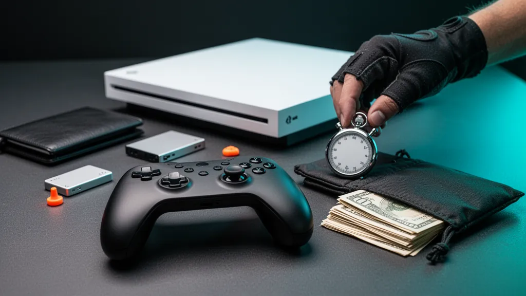 Vue aérienne d'une ville fictive la nuit avec voitures rapides et hélicoptères, ambiance crime open world