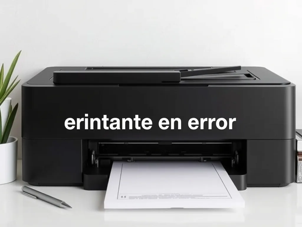 Une imprimante bloquée sur un message d'erreur, des papiers éparpillés, sablier à l'écran