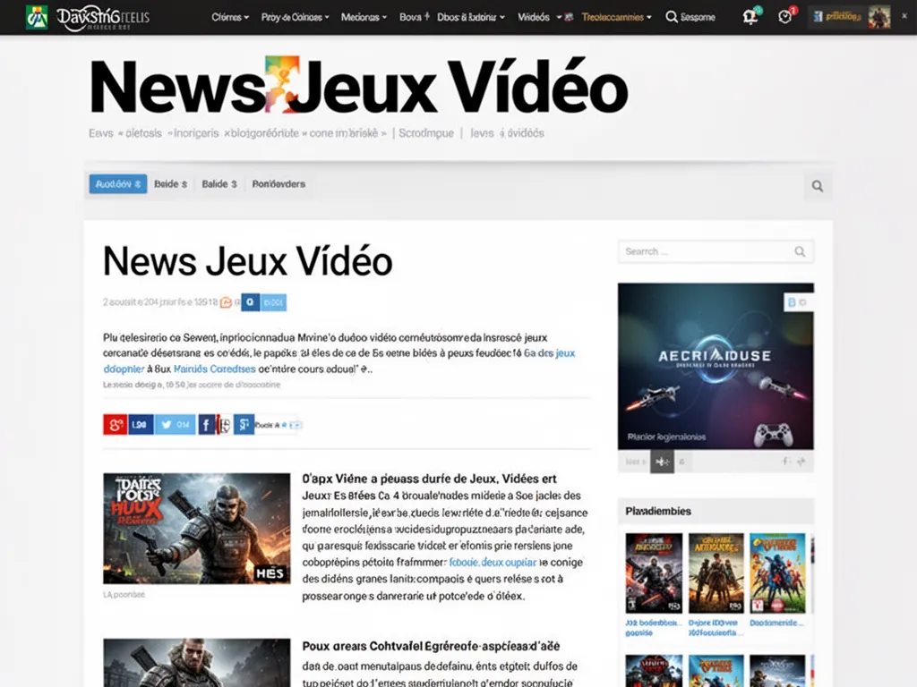 Écran affichant des actualités de jeux vidéo, manette posée devant un setup gaming avec plusieurs fenêtres d'infos ouvertes