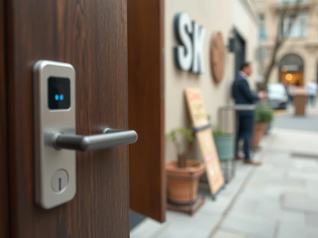 La Nuki Smart Lock Ultra installée sur une porte d'entrée, design discret et finition métal brossé.