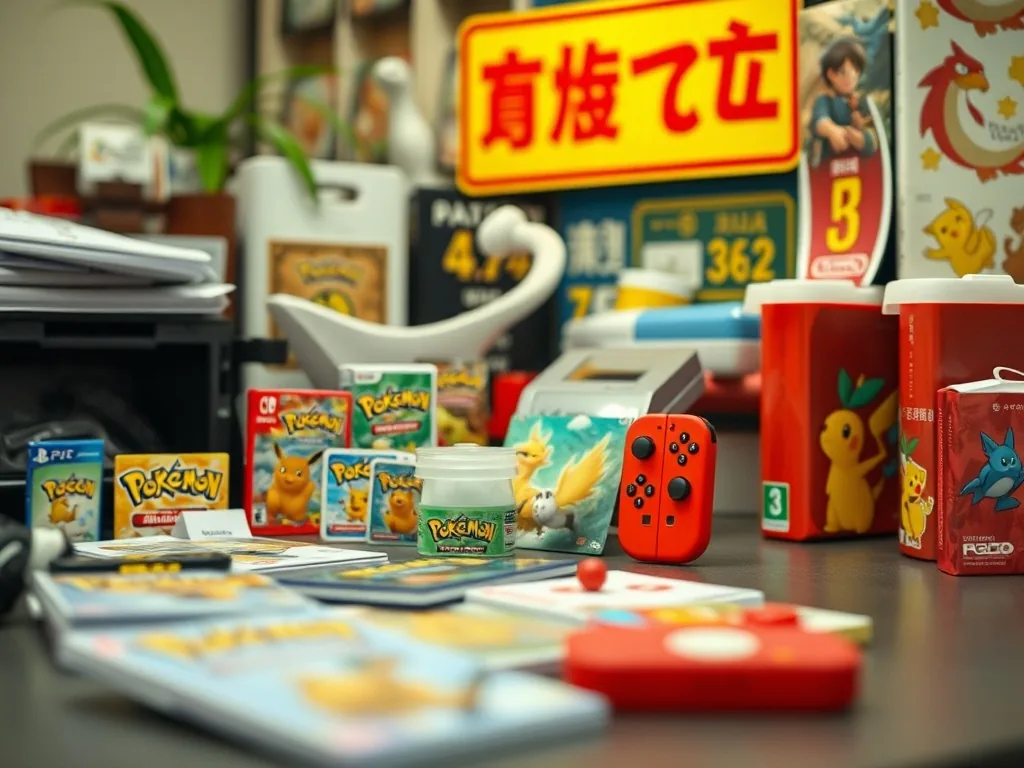 Une sélection de jaquettes de jeux Pokémon classiques disponibles sur Nintendo Switch, affichée sur un écran portable posé sur une table en bois