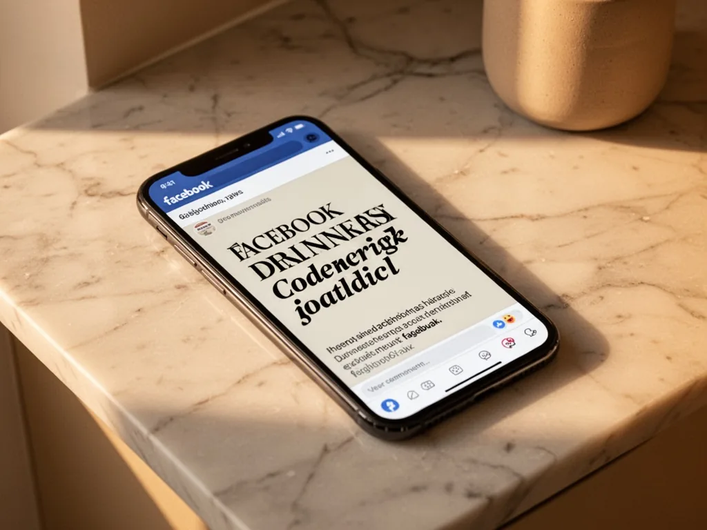 A smartphone screen on a marble countertop displaying a Facebook post with bold serif, bold sans-serif, and bold italic